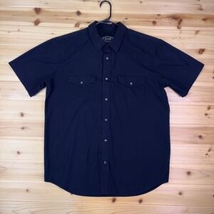 Gibson Button Up Shirt Mens Medium Black Pearl Snap Short Sleeve Collared Shirt